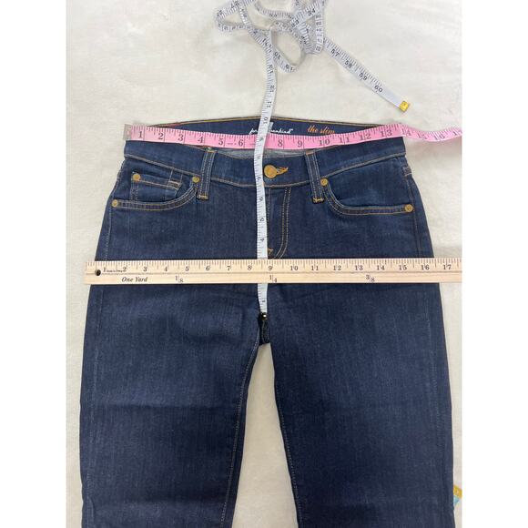 7 For All Mankind Jeans Slim Straight Cigarette Leg Dark Wash Womens 26 - Picture 6 of 7